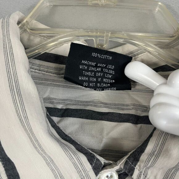 Vintage Southpole Shirt Men's XL Light Gray Striped Cotton Long Sleeve Button-Up - Picture 5 of 8